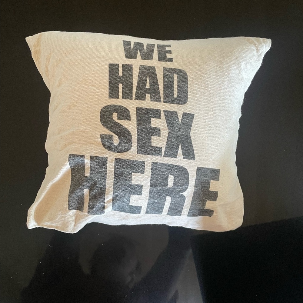 3/$20 12x12 Cream Pillow with Bold Black Text
